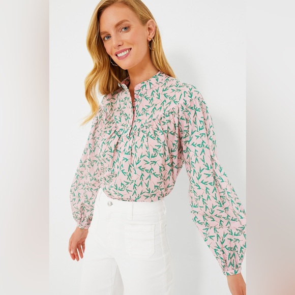 NWT The Shirt by Rochelle Behrens Pink and Green Print Logan Shirt - Picture 1 of 11